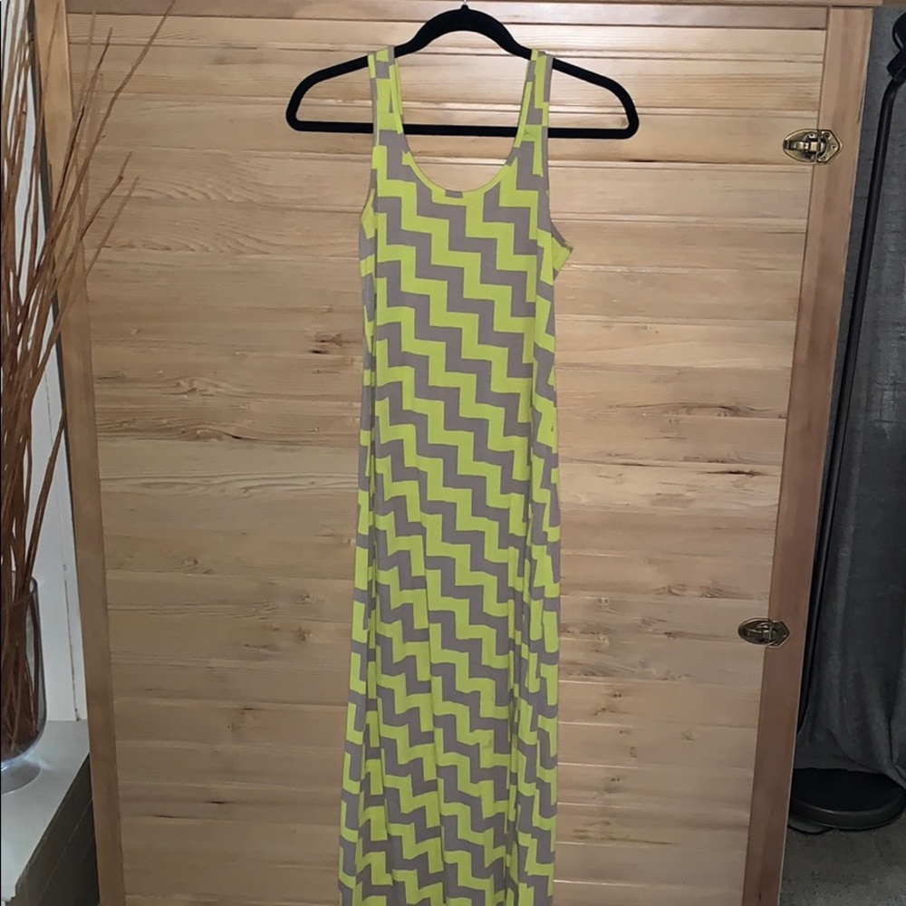 Yellow Gray Patterned Maxi Dress